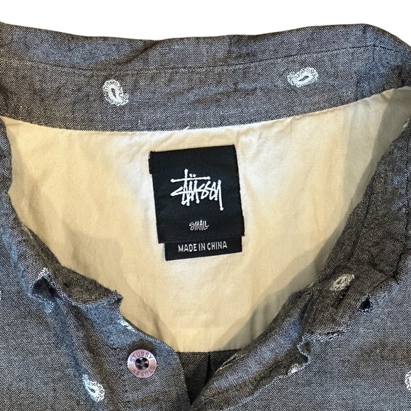 Stussy Micro Paisley Button-Down Shirt in Gray Men’s Small - Picture 6 of 7